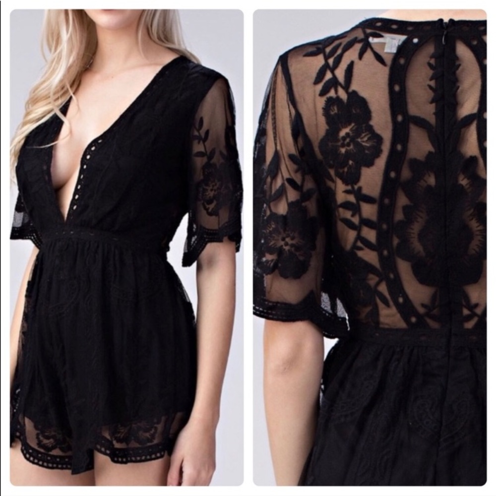 Malibu Pine Lace Romper